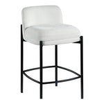 Burton Chenille Fabric Upholstered Counter Stool in Cream