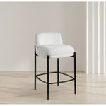 Burton Chenille Fabric Upholstered Counter Stool in Cream