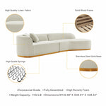 Daria 132" Chenille Sectional in Ivory