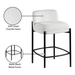 Burton Chenille Fabric Upholstered Counter Stool in Cream
