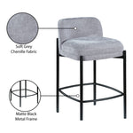 Burton Chenille Fabric Upholstered Counter Stool in Grey