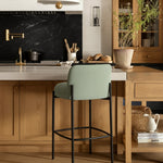 Burton Chenille Fabric Upholstered Counter Stool in Mint