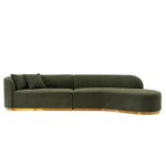 Daria 132" Chenille Sectional in Olive Green
