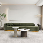 Daria 132" Chenille Sectional in Olive Green