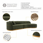 Daria 132" Chenille Sectional in Olive Green