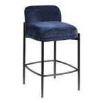 Burton Chenille Fabric Upholstered Counter Stool in Navy
