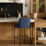 Burton Chenille Fabric Upholstered Counter Stool in Navy