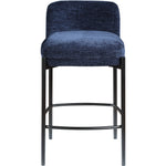 Burton Chenille Fabric Upholstered Counter Stool in Navy