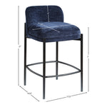 Burton Chenille Fabric Upholstered Counter Stool in Navy