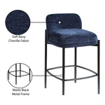 Burton Chenille Fabric Upholstered Counter Stool in Navy