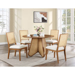 Butterfly Linen Textured Fabric Upholstered Dining Chair in Cream