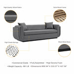 Edmonda 91" Velvet Sofa in Dark Gray
