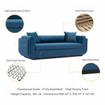 Edmonda 91" Velvet Sofa in Sapphire Blue
