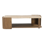 Calabria Marble And Oak Wood Coffee Table in Beige / Brown