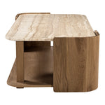 Calabria Marble And Oak Wood Coffee Table in Beige / Brown