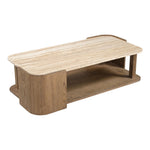 Calabria Marble And Oak Wood Coffee Table in Beige / Brown