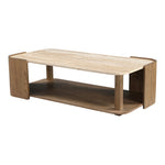 Calabria Marble And Oak Wood Coffee Table in Beige / Brown