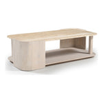 Calabria Marble And Oak Wood Coffee Table in Beige / Cream