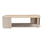 Calabria Marble And Oak Wood Coffee Table in Beige / Cream
