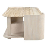 Calabria Marble And Oak Wood Coffee Table in Beige / Cream