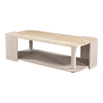 Calabria Marble And Oak Wood Coffee Table in Beige / Cream