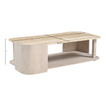 Calabria Marble And Oak Wood Coffee Table in Beige / Cream