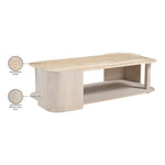 Calabria Marble And Oak Wood Coffee Table in Beige / Cream