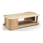 Calabria Marble And Oak Wood Coffee Table in Beige / Natural