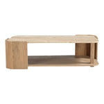 Calabria Marble And Oak Wood Coffee Table in Beige / Natural