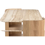 Calabria Marble And Oak Wood Coffee Table in Beige / Natural