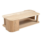 Calabria Marble And Oak Wood Coffee Table in Beige / Natural