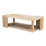 Calabria Marble And Oak Wood Coffee Table in Beige / Natural