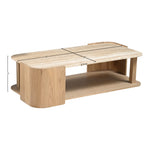 Calabria Marble And Oak Wood Coffee Table in Beige / Natural