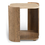 Calabria Marble And Oak Wood End Table in Beige / Brown