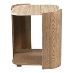 Calabria Marble And Oak Wood End Table in Beige / Brown