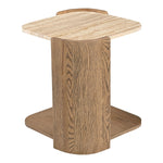 Calabria Marble And Oak Wood End Table in Beige / Brown