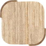 Calabria Marble And Oak Wood End Table in Beige / Brown