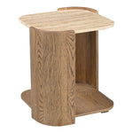 Calabria Marble And Oak Wood End Table in Beige / Brown