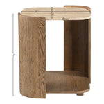 Calabria Marble And Oak Wood End Table in Beige / Brown