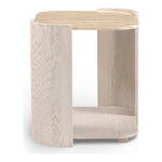 Calabria Marble And Oak Wood End Table in Beige / Cream