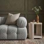 Calabria Marble And Oak Wood End Table in Beige / Cream