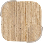 Calabria Marble And Oak Wood End Table in Beige / Cream