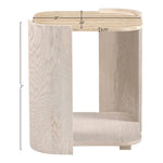 Calabria Marble And Oak Wood End Table in Beige / Cream