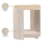Calabria Marble And Oak Wood End Table in Beige / Cream