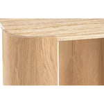 Calabria Marble And Oak Wood End Table in Beige / Natural