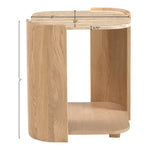 Calabria Marble And Oak Wood End Table in Beige / Natural