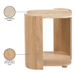 Calabria Marble And Oak Wood End Table in Beige / Natural
