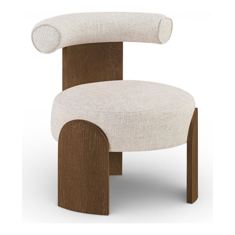 Calder Linen Textured Fabric Upholstered Accent Chair in Beige
