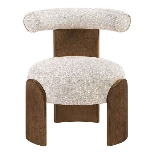 Calder Linen Textured Fabric Upholstered Accent Chair in Beige