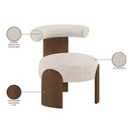 Calder Linen Textured Fabric Upholstered Accent Chair in Beige